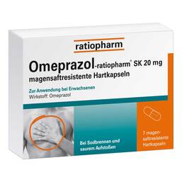 Abbildung: Omeprazol ratiopharm SK 20 mg magensaftresistent Hartkapseln Kapseln magensaftresistent, 7 St PZN 06113337