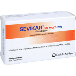 Abbildung: Sevikar 20 mg / 5 mg Filmtabletten 98 St, Filmtabletten PZN 06115365