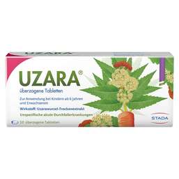 Abbildung: Uzara 40 mg überzogene Tabletten Überzogene Tabletten, 50 St PZN 06118174