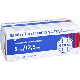 Abbildung: Ramipril Hexal comp. 5 mg / 12,5 mg Tabletten 100 St, Tabletten PZN 06132599