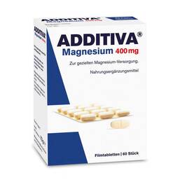 Abbildung: Additiva Magnesium 400 mg Filmtabletten Filmtabletten, 60 St PZN 06139331