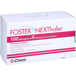 Abbildung: Foster Nexthaler 100 / 6 µg 120 ED Inhalationspulver 2 St, Inhalationspulver PZN 06139414