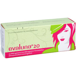 Abbildung: Evaluna 20 Filmtabletten 6X21 St, Filmtabletten PZN 06140179