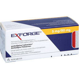 Abbildung: Exforge 5 mg / 80 mg Filmtabletten 98 St, Filmtabletten PZN 06142617