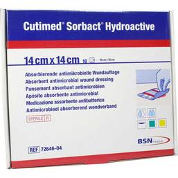 Abbildung: Cutimed Sorbact Hydroactive Kompressen 14x14 cm 10 St, Kompressen PZN 06148086