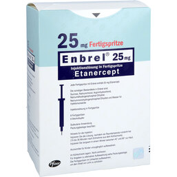Abbildung: Enbrel 25 mg Injektionslösung in einer Fertigspritze 8 St, Injektionslösung PZN 06152685