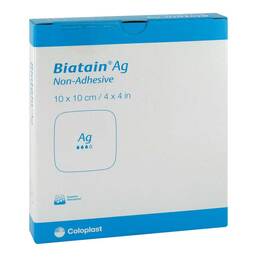 Abbildung: Biatain Ag Schaumverband 10x10cm nicht haftend 5 St, Verband PZN 06155028