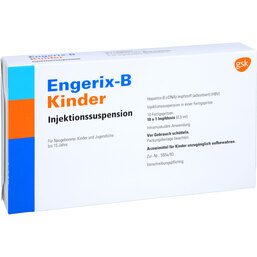 Abbildung: Engerix B Kinder Injektionssuspension in einer Fertigspritze ohne Kan 10X0.5 ml, Injektionssuspension PZN 06155442