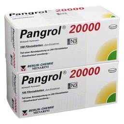 Abbildung: Pangrol 20000 magensaftresistente Tabletten Tabletten magensaftresistent, 200 St PZN 06160561