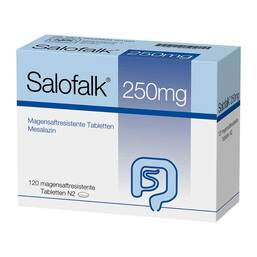 Abbildung: Salofalk 250 mg magensaftresistente Tabletten 120 St, Tabletten magensaftresistent PZN 06164837
