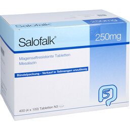 Abbildung: Salofalk 250 mg magensaftresistente Tabletten 400 St, Tabletten magensaftresistent PZN 06164843