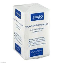 Abbildung: Urgo Mullkompressen 7,5x7,5c m unsteril 100 St, Kompressen PZN 06187910
