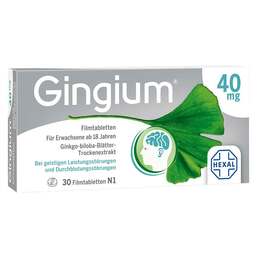 Abbildung: Gingium® 40 mg Filmtabletten Filmtabletten, 30 St PZN 06189211