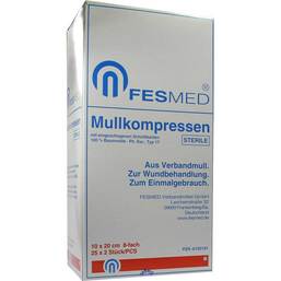 Abbildung: Mullkompressen ES 10x20 cm steril 8-fach 25X2 St, Kompressen PZN 06192101