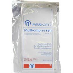 Abbildung: Mullkompressen ES 10x20 cm steril 8-fach 5X2 St, Kompressen PZN 06192199