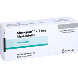 Abbildung: Almogran 12,5 mg Filmtabletten 14 St, Filmtabletten PZN 06195766