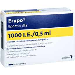 Abbildung: Erypo FS 1.000 I.E. / 0,5 ml Fertigspritzen 6X0.5 ml, Fertigspritzen PZN 06301240