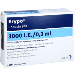 Abbildung: Erypo FS 3.000 I.E. / 0,3 ml Fertigspritzen 6X0.3 ml, Fertigspritzen PZN 06301263