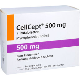 Abbildung: Cellcept 500 mg Filmtabletten 150 St, Filmtabletten PZN 06310109