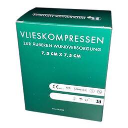 Abbildung: Vliesstoff-Kompressen 7,5x7,5 cm steril 4fach 25X2 St, Kompressen PZN 06310316
