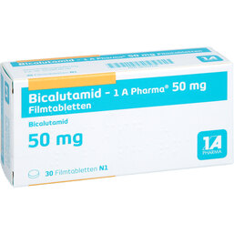 Abbildung: Bicalutamid 1A Pharma 50 mg Filmtabletten 30 St, Filmtabletten PZN 06312114