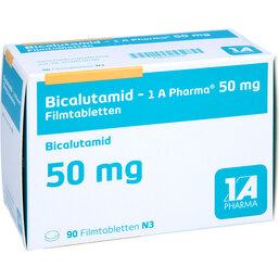 Abbildung: Bicalutamid 1A Pharma 50 mg Filmtabletten 90 St, Filmtabletten PZN 06312137