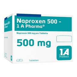 Abbildung: Naproxen 500 1A Pharma Tabletten 50 St, Tabletten PZN 06312611