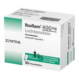 Abbildung: Ibuflam 400 mg Lichtenstein Filmtabletten 50 St, Filmtabletten PZN 06313361