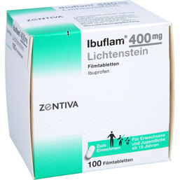 Abbildung: Ibuflam 400 mg Lichtenstein Filmtabletten 100 St, Filmtabletten PZN 06313378