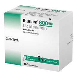 Abbildung: Ibuflam 800 mg Lichtenstein Filmtabletten 100 St, Filmtabletten PZN 06313450
