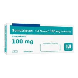Abbildung: Sumatriptan 1A Pharma 100 mg Tabletten 3 St, Tabletten PZN 06313705