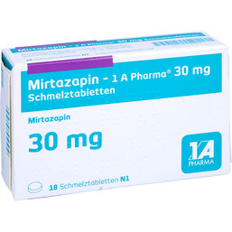 Abbildung: Mirtazapin 1A Pharma 30 mg Schmelztabletten 18 St, Schmelztabletten PZN 06320361
