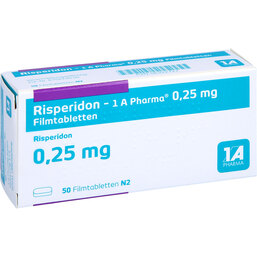 Abbildung: Risperidon 1A Pharma 0,25 mg Filmtabletten 50 St, Filmtabletten PZN 06322727