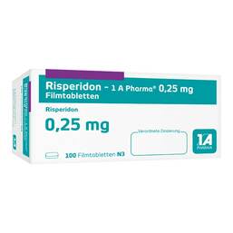 Abbildung: Risperidon 1A Pharma 0,25 mg Filmtabletten 100 St, Filmtabletten PZN 06322791