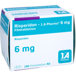 Abbildung: Risperidon 1A Pharma 6 mg Filmtabletten 100 St, Filmtabletten PZN 06323425