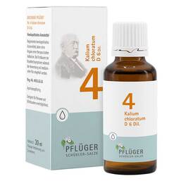 Abbildung: Biochemie Pflüger 4 Kalium chloratum D 6 Tropfen Tropfen, 30 ml PZN 06324092