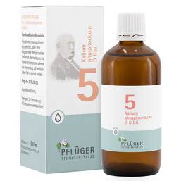Abbildung: Biochemie Pflüger 5 Kalium phosphoricum D 6 Tropfen Tropfen, 100 ml PZN 06324459