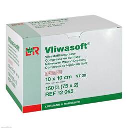 Abbildung: Vliwasoft Vlieskompressen 10x10cm 4-lagig steril Kompressen, 150 St PZN 06325588