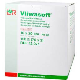 Abbildung: Vliwasoft Vlieskompressen 10x20cm 4-lagig steril 150 St, Kompressen PZN 06325594