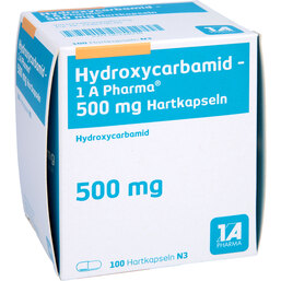Abbildung: Hydroxycarbamid 1A Pharma 500 mg Hartkapseln 100 St, Hartkapseln PZN 06334038