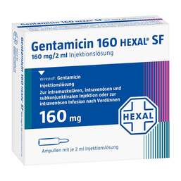 Abbildung: Gentamicin 160 Hexal SF Injektionslösung 5 St, Injektionslösung PZN 06334363