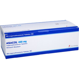 Abbildung: Asacol 400 mg magensaftresistente Tabletten 300 St, Tabletten magensaftresistent PZN 06344255