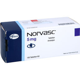 Abbildung: Norvasc 5 mg Tabletten 100 St, Tabletten PZN 06344309