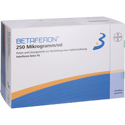 Abbildung: Betaferon 250 µg / ml 3 Monatsp.Trockensubstanz mit Lösungsmittel 3X15 St, Pulver u. Lösungsmittel zur Herstellung einer Injektionslsg. PZN 06426792