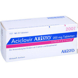 Abbildung: Aciclovir Aristo 200 mg Tabletten 25 St, Tabletten PZN 06434248