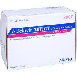 Abbildung: Aciclovir Aristo 200 mg Tabletten 100 St, Tabletten PZN 06434834