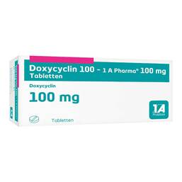 Abbildung: Doxycyclin 100 1A Pharma Tabletten 20 St, Tabletten PZN 06437028