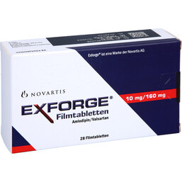 Abbildung: Exforge 10 mg / 160 mg Filmtabletten 28 St, Filmtabletten PZN 06439406