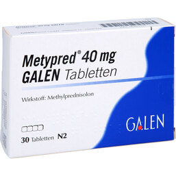 Abbildung: Metypred 40 mg Galen Tabletten 30 St, Tabletten PZN 06443359