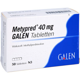 Abbildung: Metypred 40 mg Galen Tabletten 50 St, Tabletten PZN 06443365